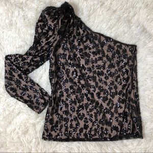 NWT Express Sequins One Shoulder Blouse